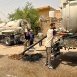 تجري صيانة لخطوط النقل الرئيسية للمجاري بالمحافظة .